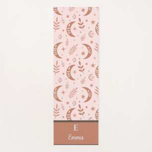 Earthy boho moon pattern monogram  yoga mat