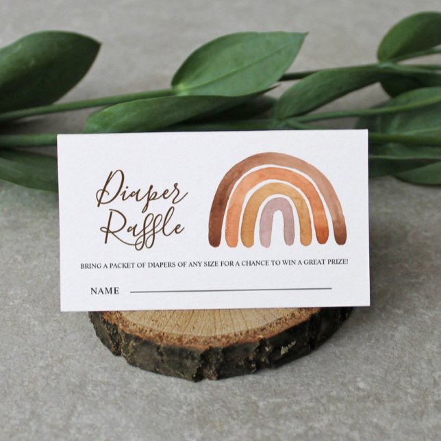 Earthy Boho Rainbow Baby Shower Diaper Raffle  Enclosure Card (Creator Uploaded)