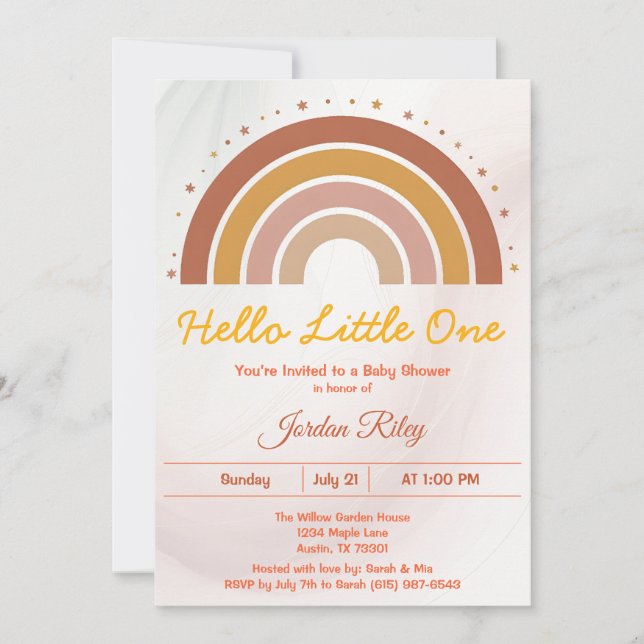 Earthy Boho Rainbow Baby Shower Gender Neutral  Invitation (Front)
