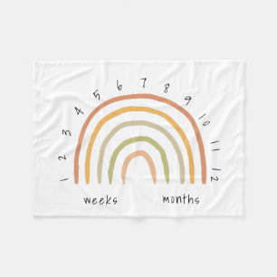 Earthy Boho Rainbow Milestone Fleece Baby Blanket