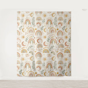 Earthy Boho Rainbow Nursery Wall Tapestry