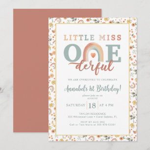 Earthy Boho Rainbow Onederful 1st Birthday Invitation