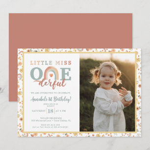 Earthy Boho Rainbow Onederful Photo 1st Birthday Invitation