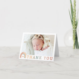 Earthy Boho Rainbow Photo Thank You Card