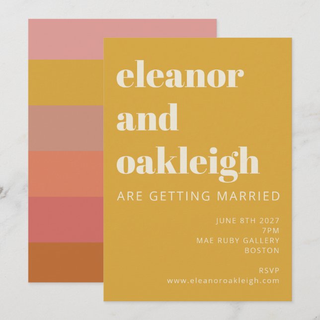 Earthy Boho Rust Yellow Modern Geometric Wedding Invitation (Front/Back)