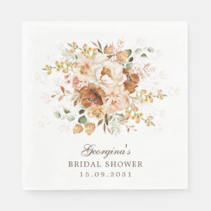 Earthy Boho Terracotta Burnt Orange Floral Garden Napkin