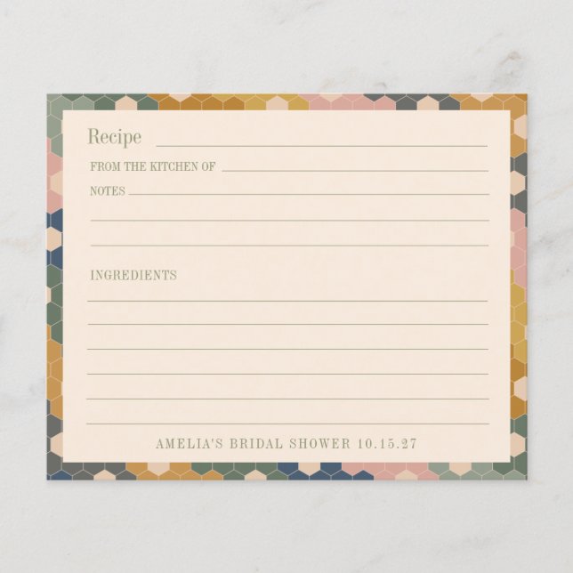 Earthy Boho Vintage Bridal Shower Custom Recipe (Front)