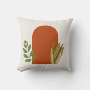 Earthy Boho Wall Art Print - Minimalist Botanical Cushion