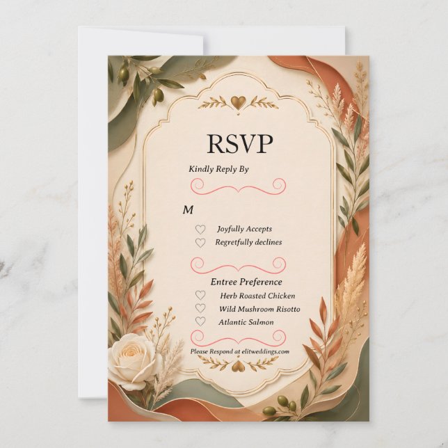Earthy Botanical Arch Invitation RSVP Card (Front)