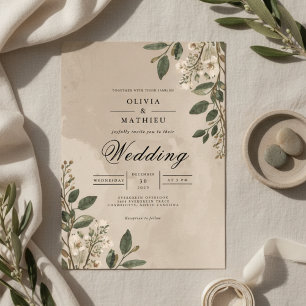 Earthy Botanical Arch Wedding Invitation