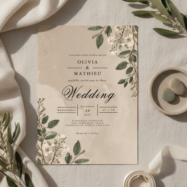 Earthy Botanical Arch Wedding Invitation (Creator Uploaded)