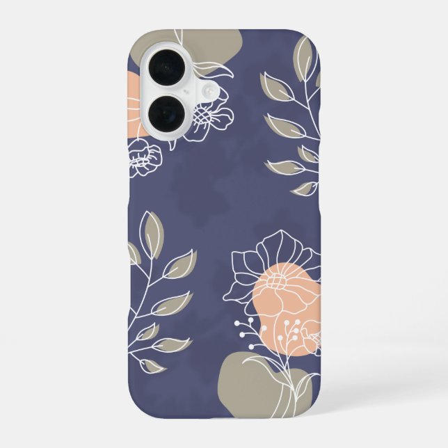 'Earthy Botanical Line Art' iPhone 16 Case (Back)