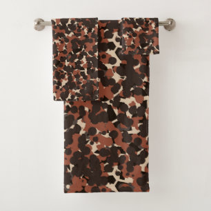 Earthy Brown Abstract Bath Towel Set