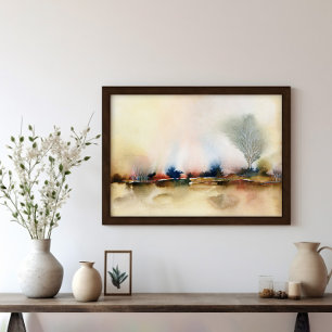 Earthy Brown Abstract Surreal Landscape Art Poster