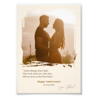 Earthy Brown Anniversary Photo memory & Quote Print