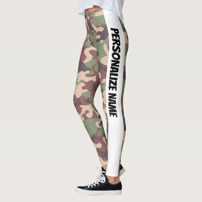 Earthy Brown Camouflage PERSONALIZE  Leggings (Left)