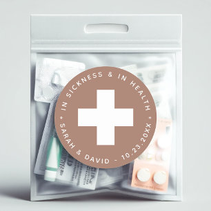 Earthy Brown Emergency Kit In Sickness & in Health Classic Round Sticker