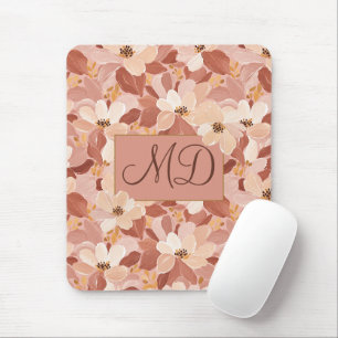 Earthy Brown Floral Painted Mouse Mat