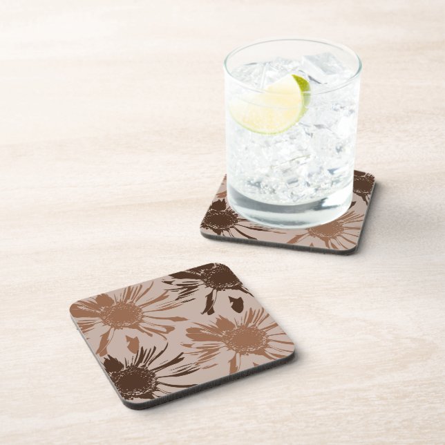 Earthy Brown Gerbera Flowers Coaster (Right Side)