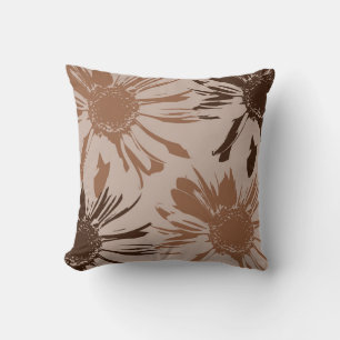 Earthy Brown Gerbera Flowers Cushion