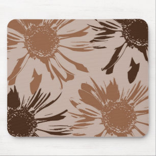 Earthy Brown Gerbera Flowers Mouse Mat