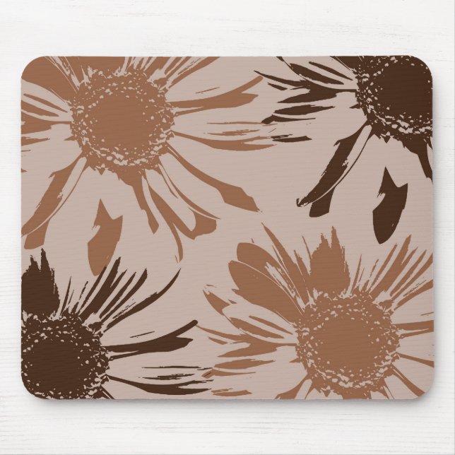 Earthy Brown Gerbera Flowers Mouse Mat (Front)