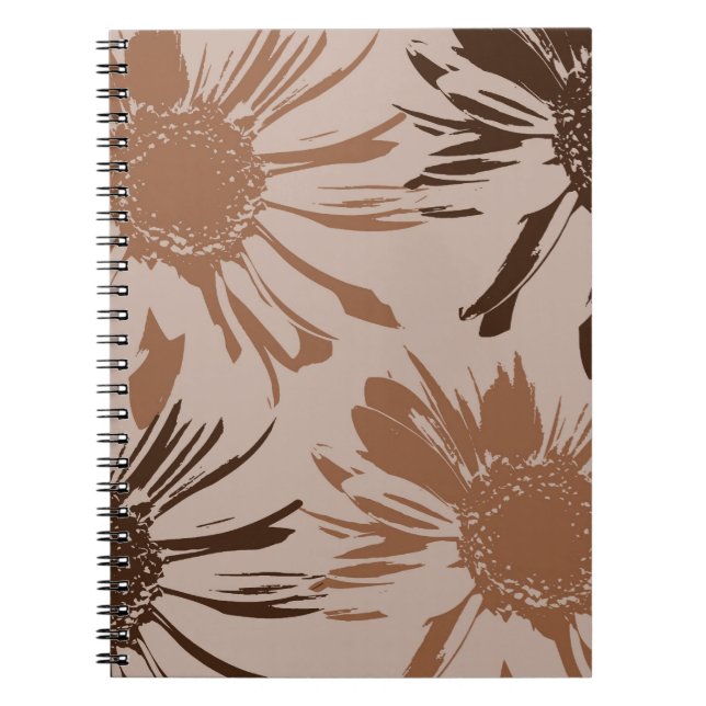 Earthy Brown Gerbera Flowers Notebook (Front)