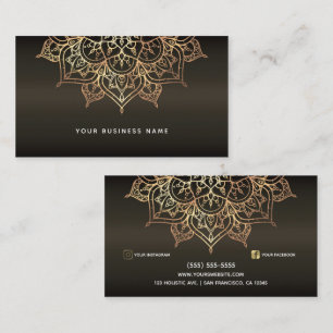 Earthy Brown & Gold Mandala Holistic Spa Business  Card