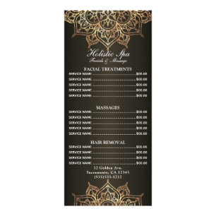 Earthy Brown Gold Mandala Holistic Spa Price List  Rack Card