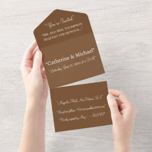 Earthy Brown Wedding Invite – Minimal Design