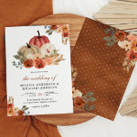 Earthy Burnt Orange Floral Pumpkin Wedding Invitation<br><div class="desc">Amaze your guests with this elegant wedding invite featuring beautiful flowers and modern typography. Simply add your event details on this easy-to-use template to make it a one-of-a-kind invitation.</div>