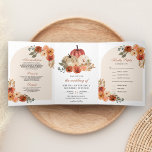 Earthy Burnt Orange Floral Pumpkin Wedding Tri-Fold Invitation<br><div class="desc">Amaze your guests with this elegant all in one wedding invite featuring beautiful flowers and modern typography. Simply add your event details on this easy-to-use template and adorn this card with your favourite photos to make it a one-of-a-kind invitation.</div>