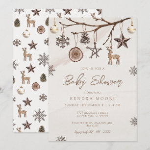 Earthy Christmas Baby Shower Invitation