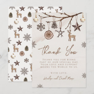 Earthy Christmas Thank You Card For Baby Shower