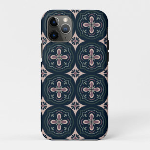 earthy colored floral geometric tiles iPhone 11 pro case