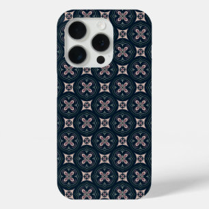 earthy colored floral geometric tiles iPhone 15 pro case