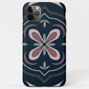 earthy colored floral geometric tiles iPhone 11 pro max case