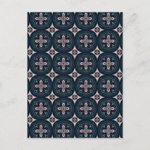earthy colored floral geometric tiles holiday postcard
