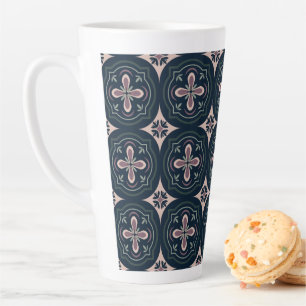 earthy colored floral geometric tiles latte mug