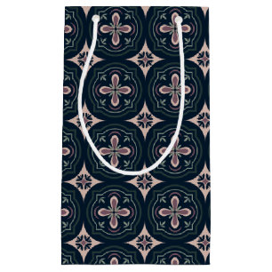 earthy colored floral geometric tiles small gift bag