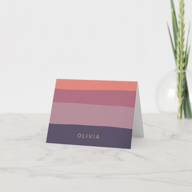 Earthy Colour Block Shapes Purple Personalised Note Card (Front)
