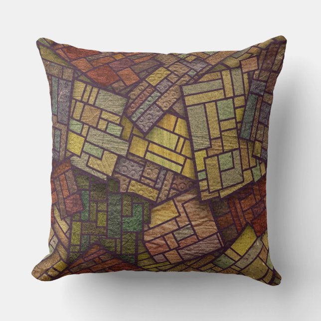 Earthy Colour Block Throw Pillow (Front)