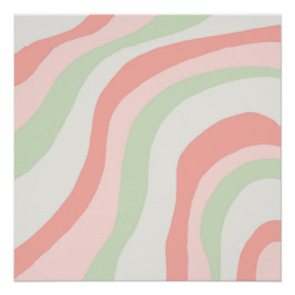 Earthy Colour Wavy Stripe Minimalist Spring Summer Poster