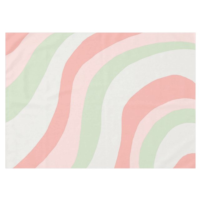 Earthy Colour Wavy Stripe Minimalist Spring Summer Tablecloth (Front (Horizontal))
