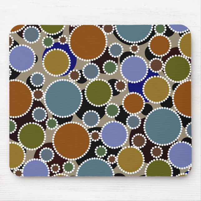 Earthy coloured circles background mouse mat (Front)