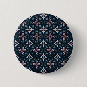 earthy coloured floral geometric tiles 6 cm round badge