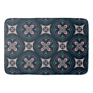 earthy coloured floral geometric tiles bath mat