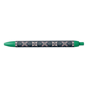 earthy coloured floral geometric tiles black ink pen