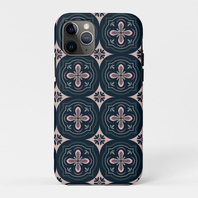 earthy coloured floral geometric tiles Case-Mate iPhone case (Back)