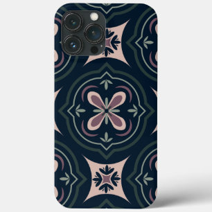 earthy coloured floral geometric tiles iPhone 13 pro max case